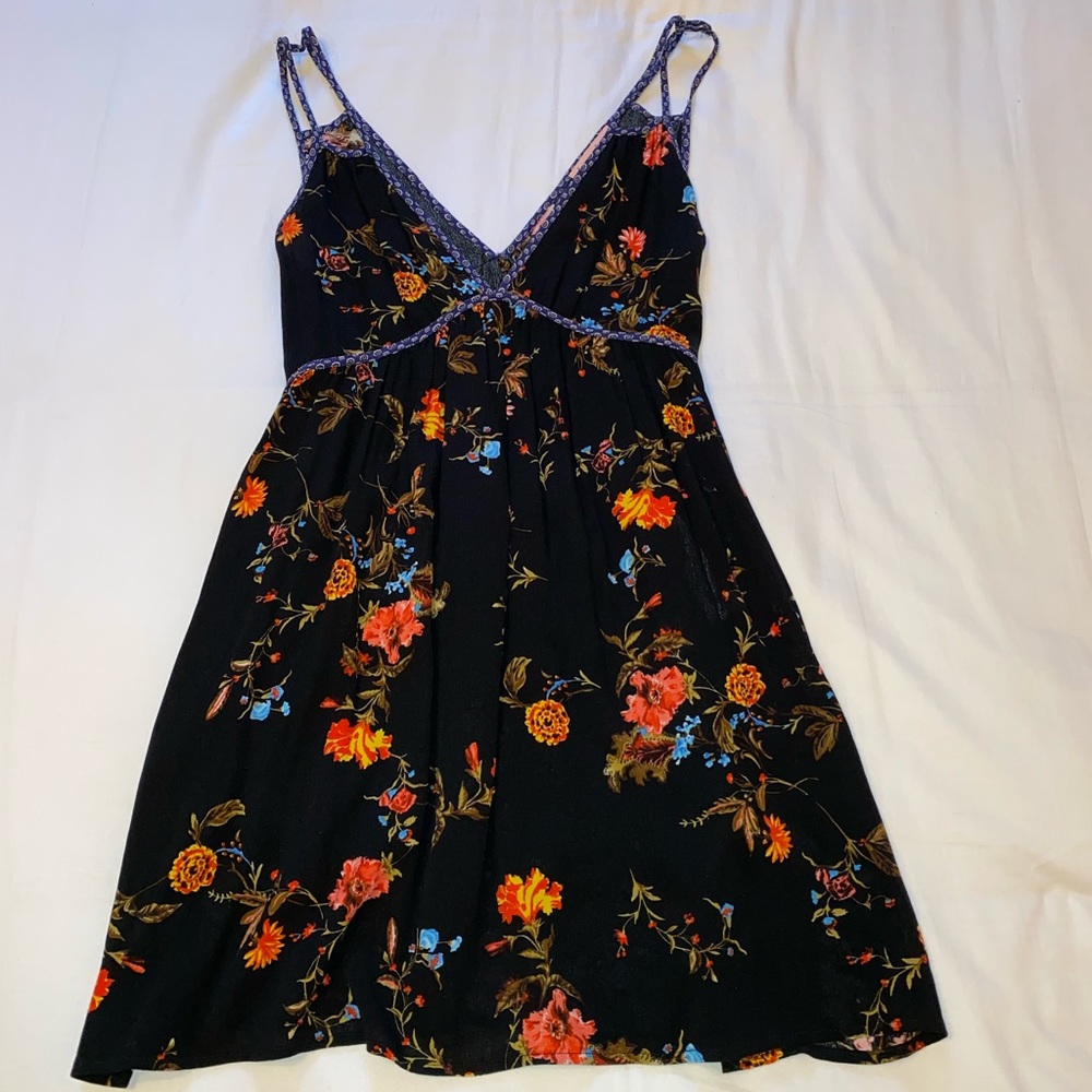 Black flowy floral dress